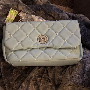 Badgley Mischka Blue Quilted Shoulder Bag NWT